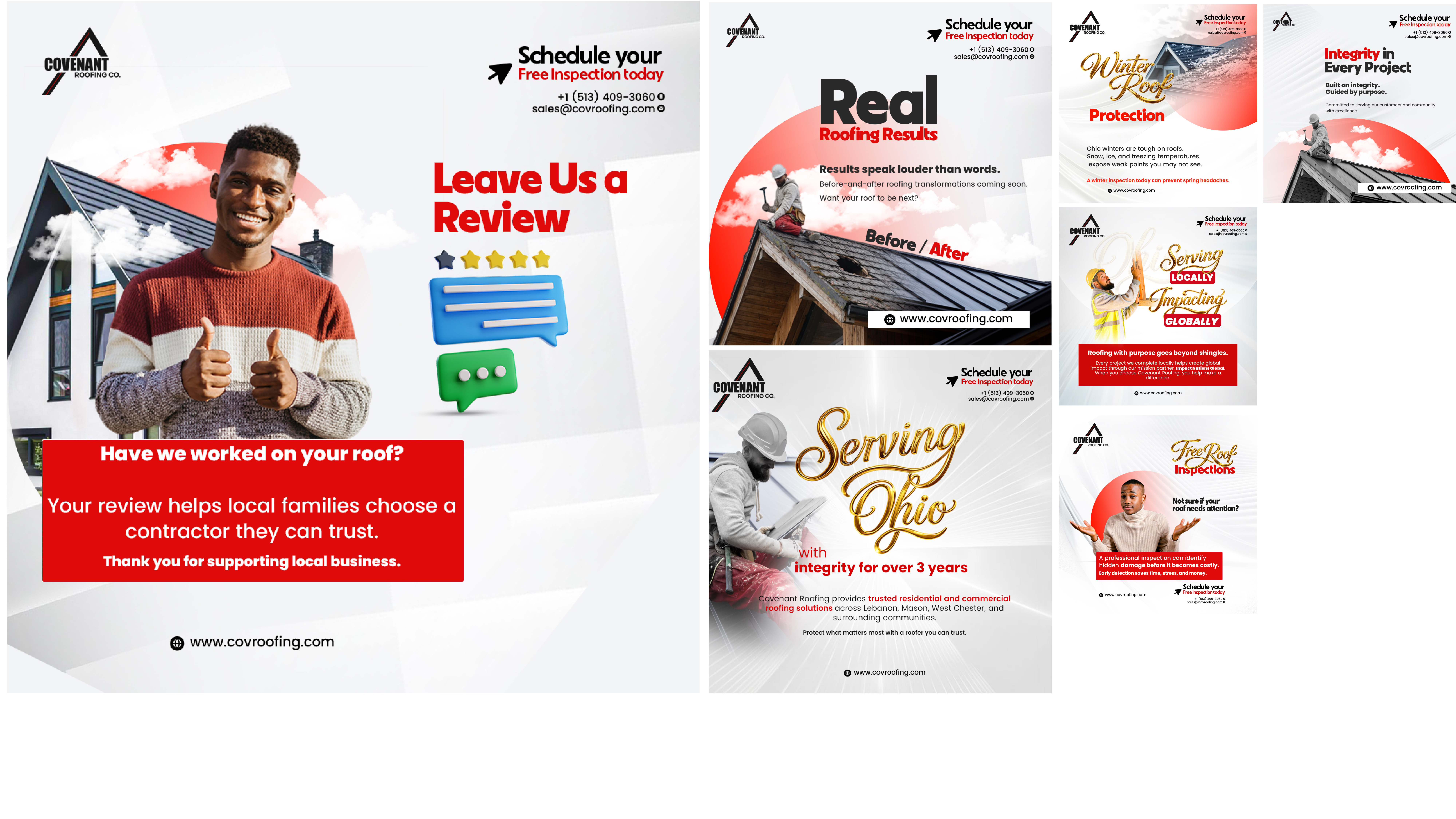 Covenant Roofing social media and promotional campaign designs